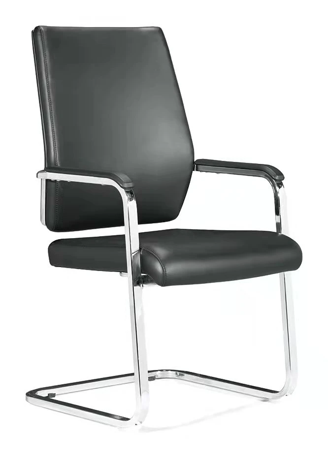Modern Design Upholstered in Black PU Leather Armchair with Curved Modern Base
